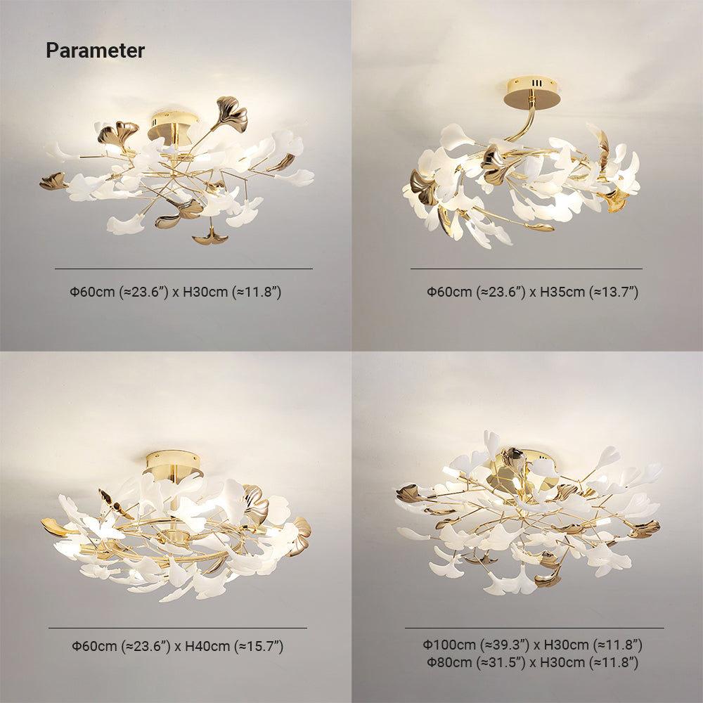 Olivia Elegant Leaf Ceramic/Metal Flush Mount Ceiling Light, Gold - Lamp Copper