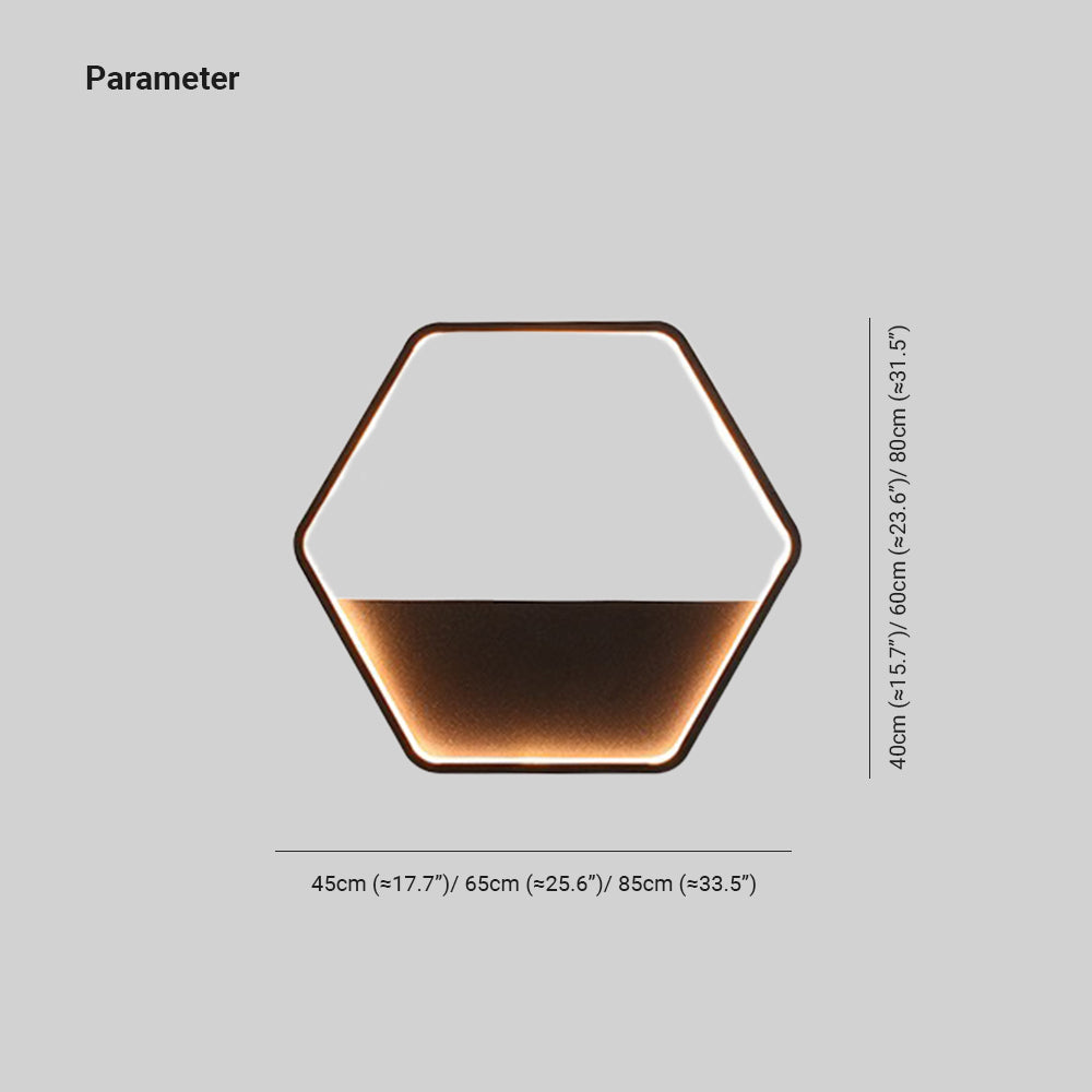 Ray Minimalist Hexagonal Ring With Shelf Metal Outdoor Wall Lamp, Black - Lamp Copper