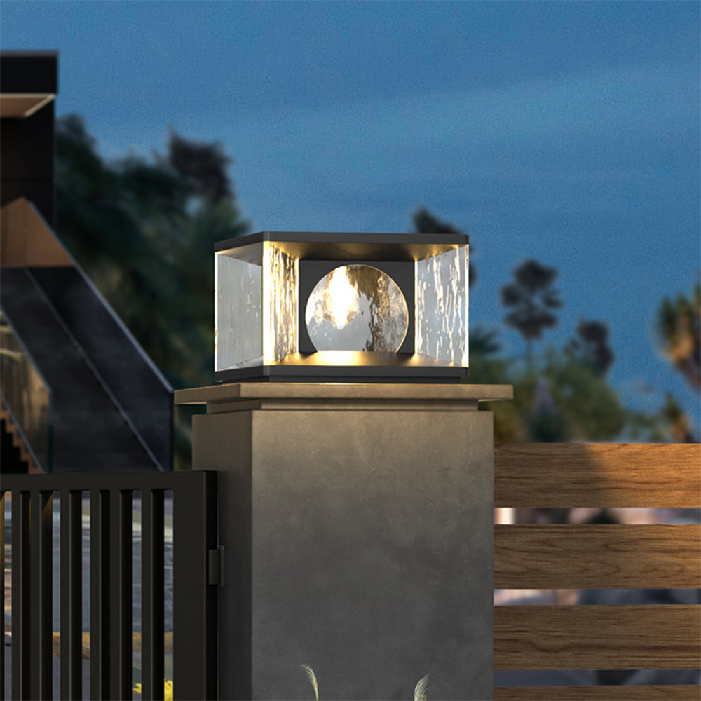 Ray Modern Transparent Rectangular Metal Glass Outdoor Floor Lamp, Black - Lamp Copper