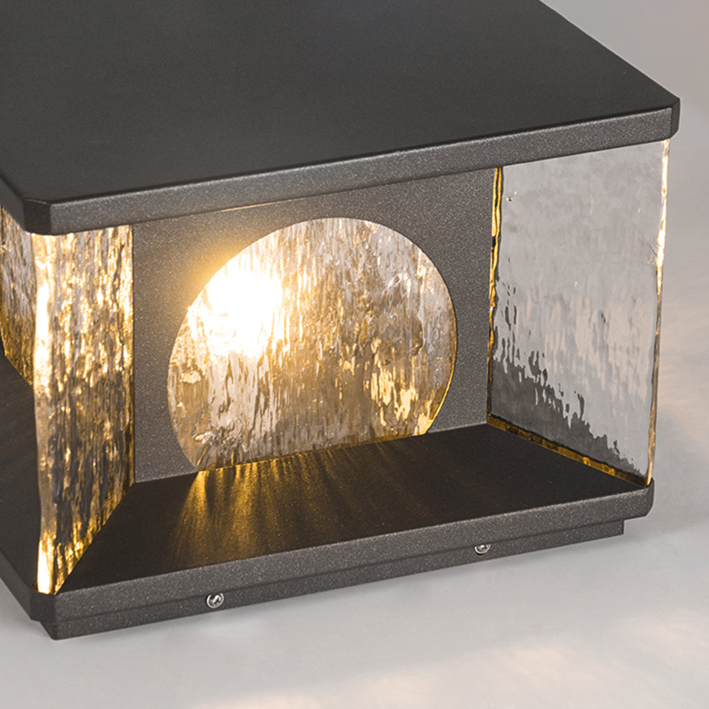 Ray Modern Transparent Rectangular Metal Glass Outdoor Floor Lamp, Black - Lamp Copper