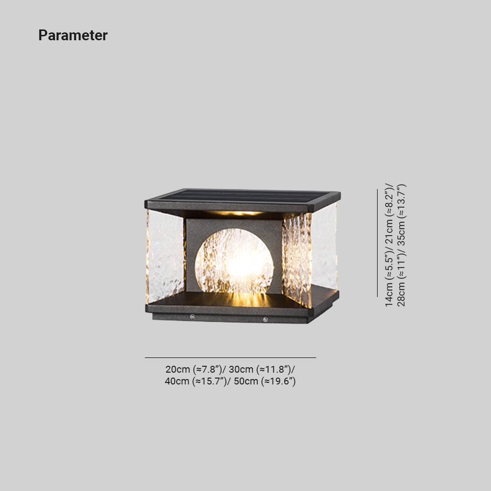 Ray Modern Transparent Rectangular Metal Glass Outdoor Floor Lamp, Black - Lamp Copper
