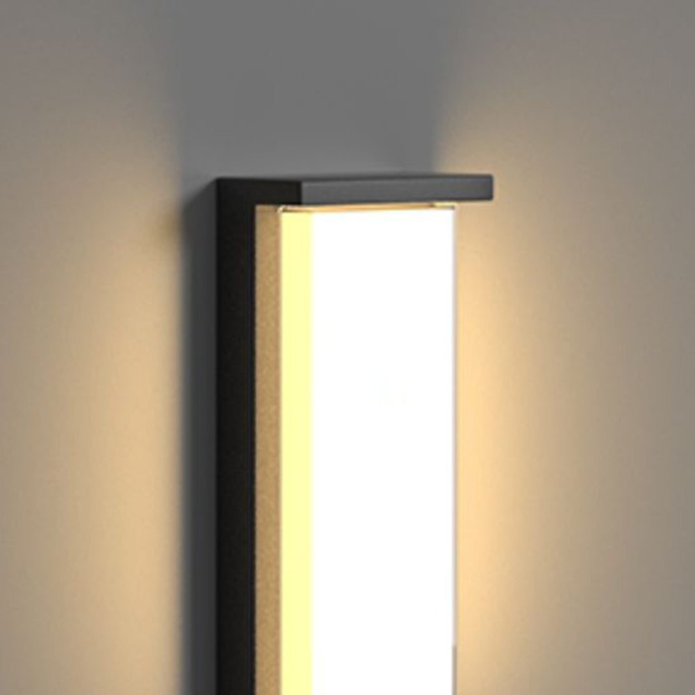 Ray Modern Minimalist Rectangular Metal Outdoor Wall Lamp, Black - Lamp Copper