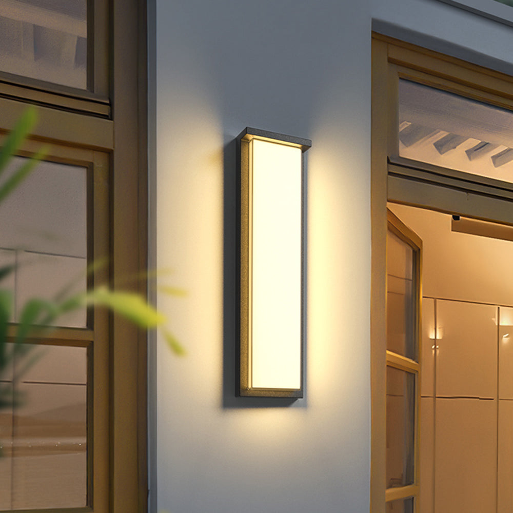 Ray Modern Minimalist Rectangular Metal Outdoor Wall Lamp, Black - Lamp Copper