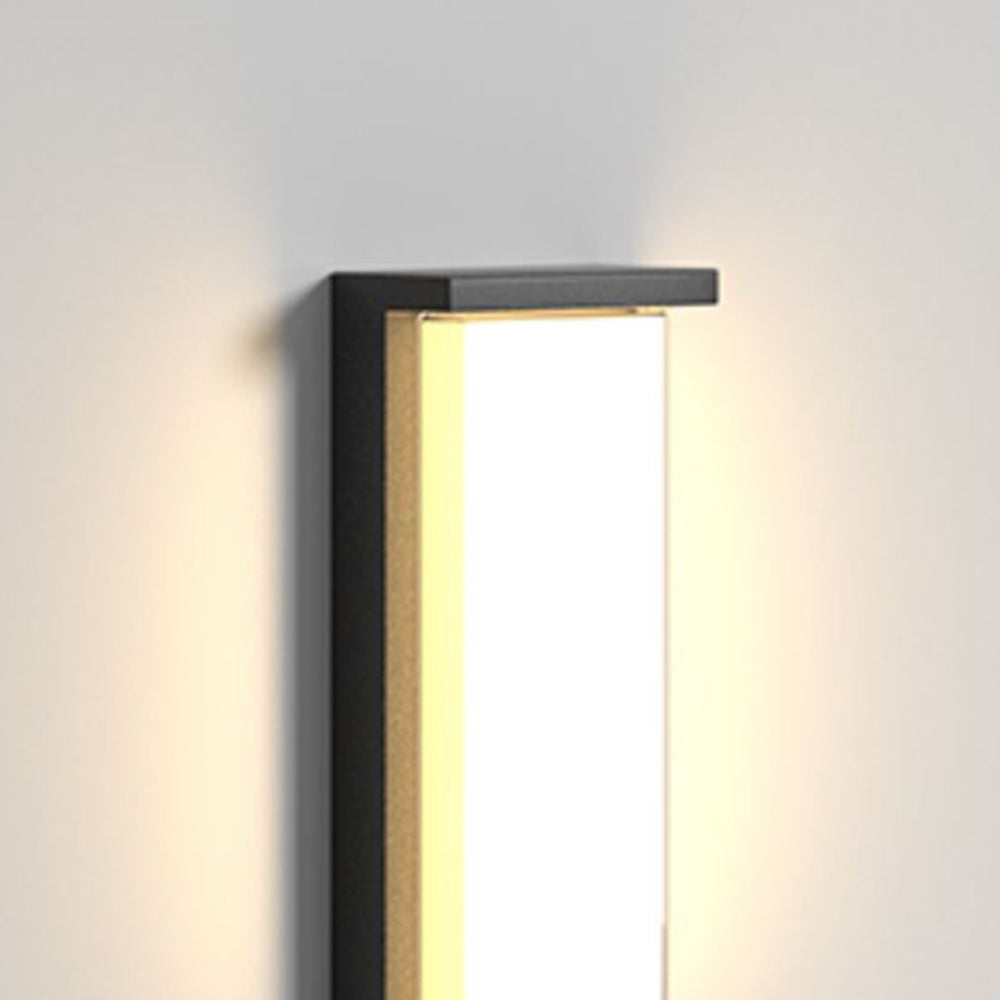 Ray Modern Minimalist Rectangular Metal Outdoor Wall Lamp, Black - Lamp Copper