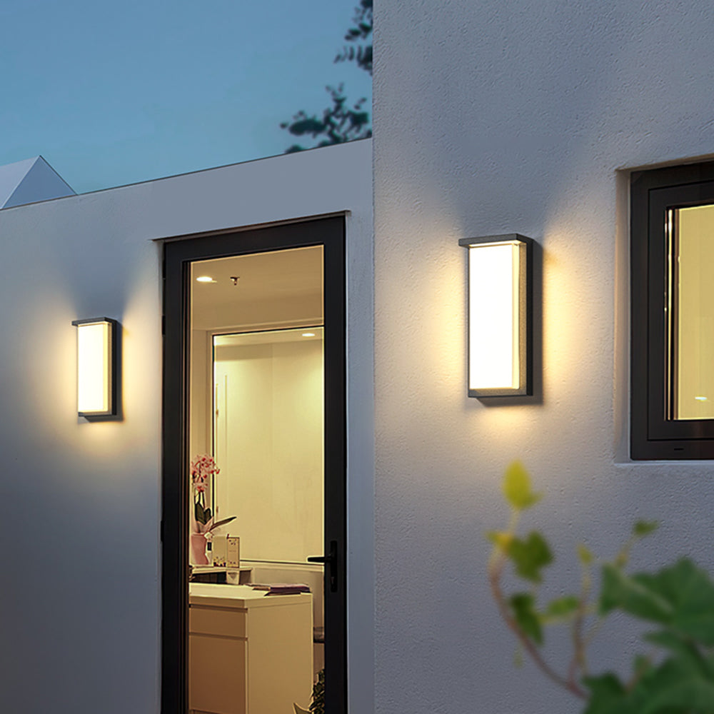 Ray Modern Minimalist Rectangular Metal Outdoor Wall Lamp, Black - Lamp Copper