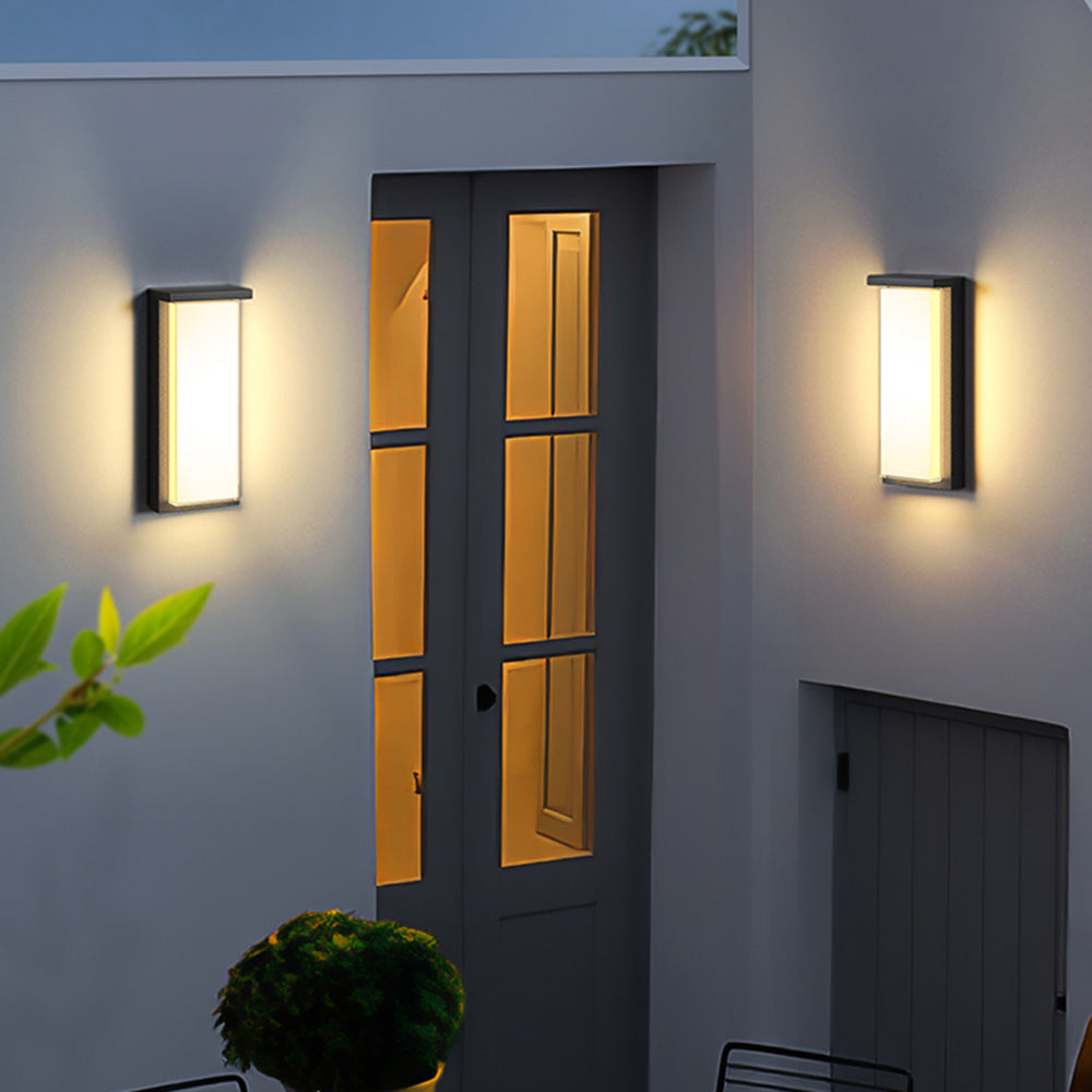Ray Modern Minimalist Rectangular Metal Outdoor Wall Lamp, Black - Lamp Copper