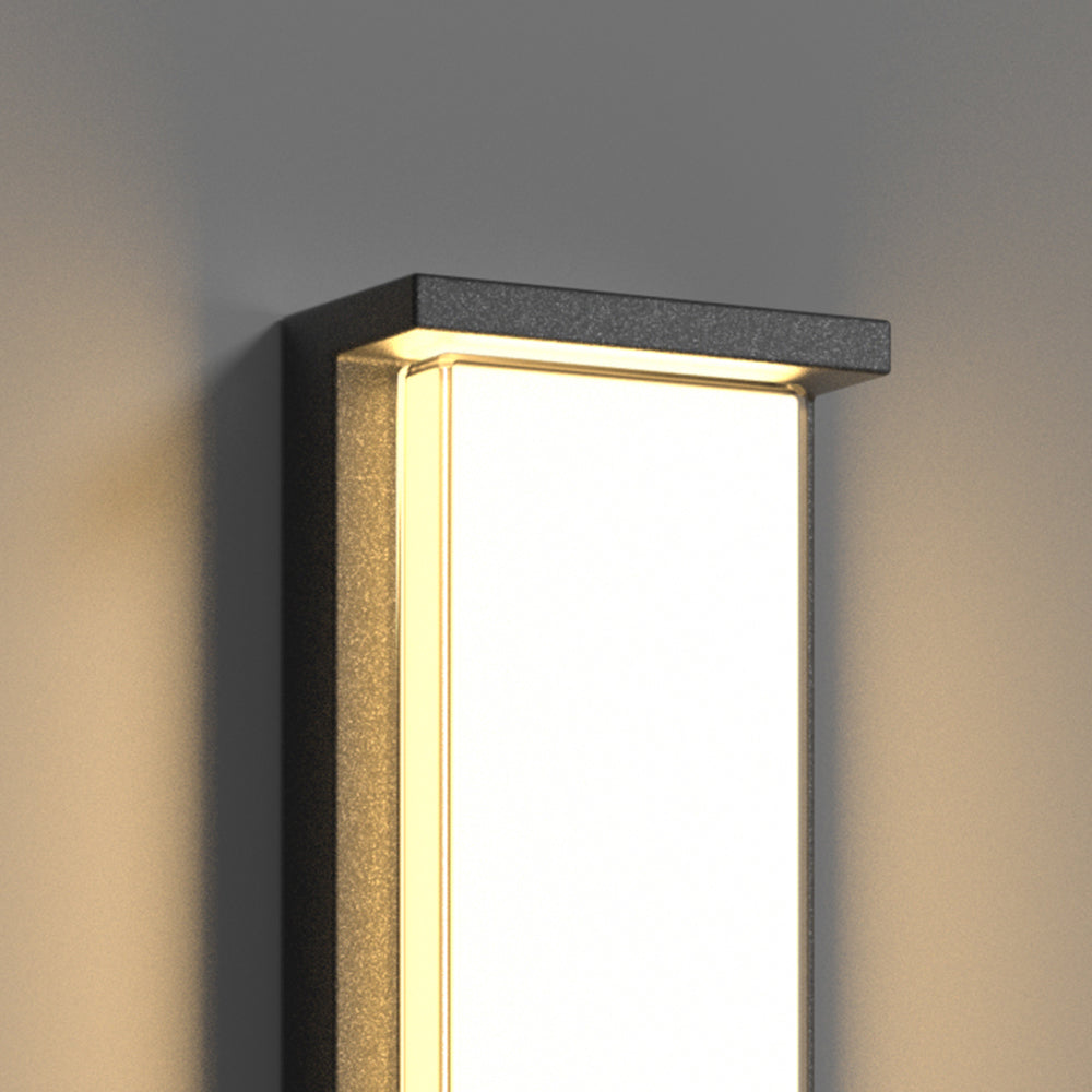 Ray Modern Minimalist Rectangular Metal Outdoor Wall Lamp, Black - Lamp Copper