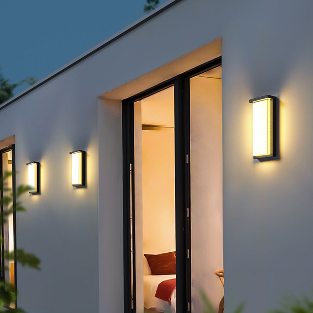 Ray Modern Minimalist Rectangular Metal Outdoor Wall Lamp, Black - Lamp Copper