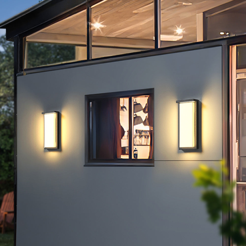 Ray Modern Minimalist Rectangular Metal Outdoor Wall Lamp, Black - Lamp Copper