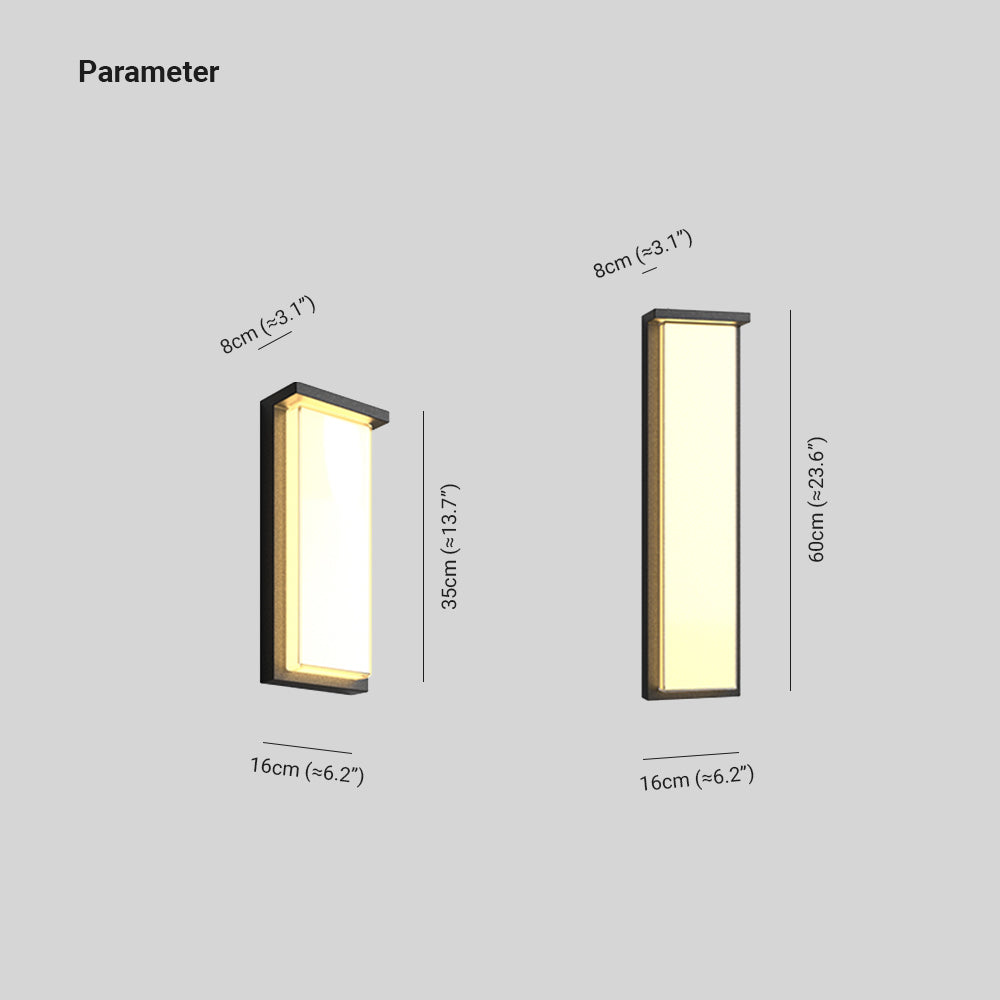 Ray Modern Minimalist Rectangular Metal Outdoor Wall Lamp, Black - Lamp Copper