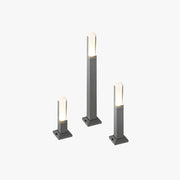 Ray Modern Rectangular Column Solar Outdoor Path Light, Black - Lamp Copper