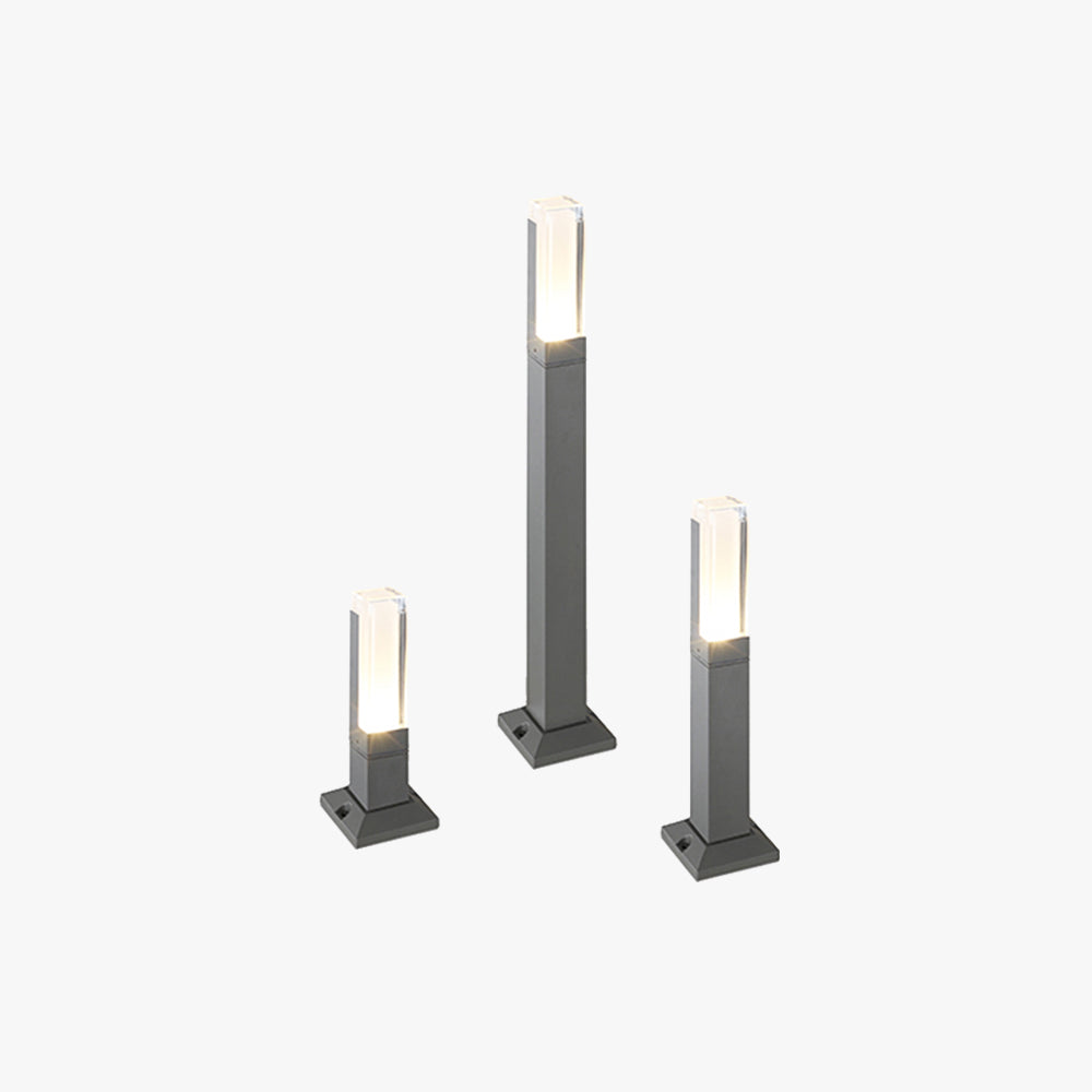 Ray Modern Rectangular Column Solar Outdoor Path Light, Black - Lamp Copper