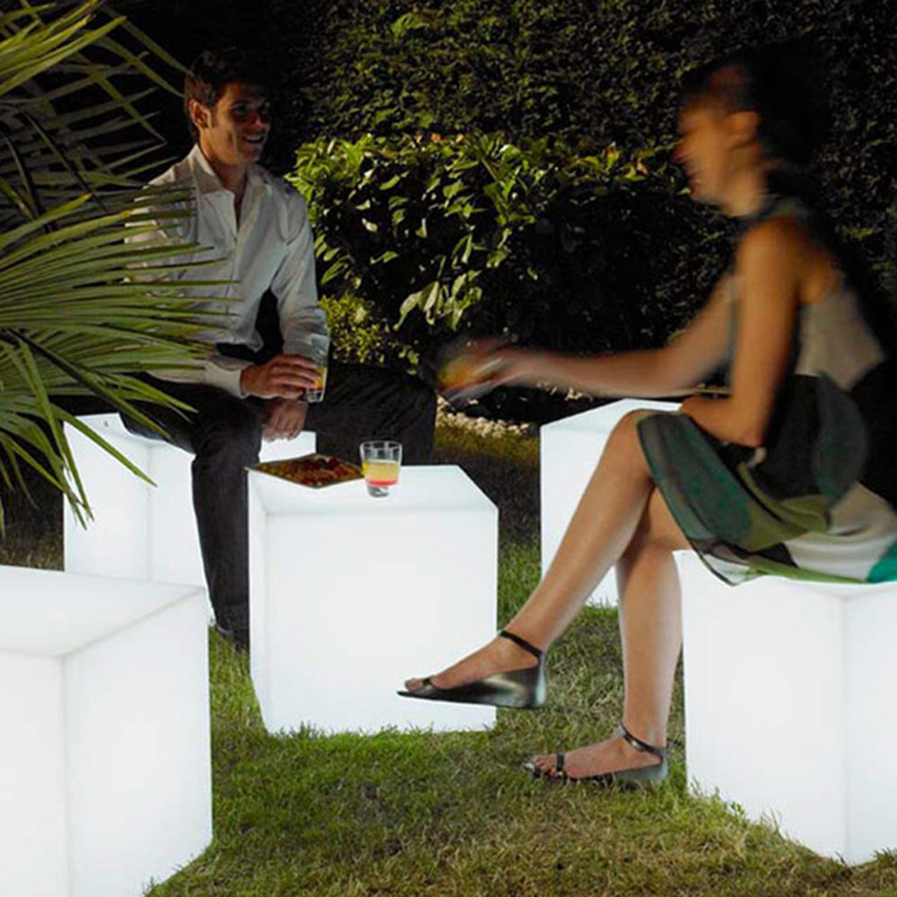 Ray Minimalist Square Acrylic Outdoor Ground Lamp, White - Lamp Copper