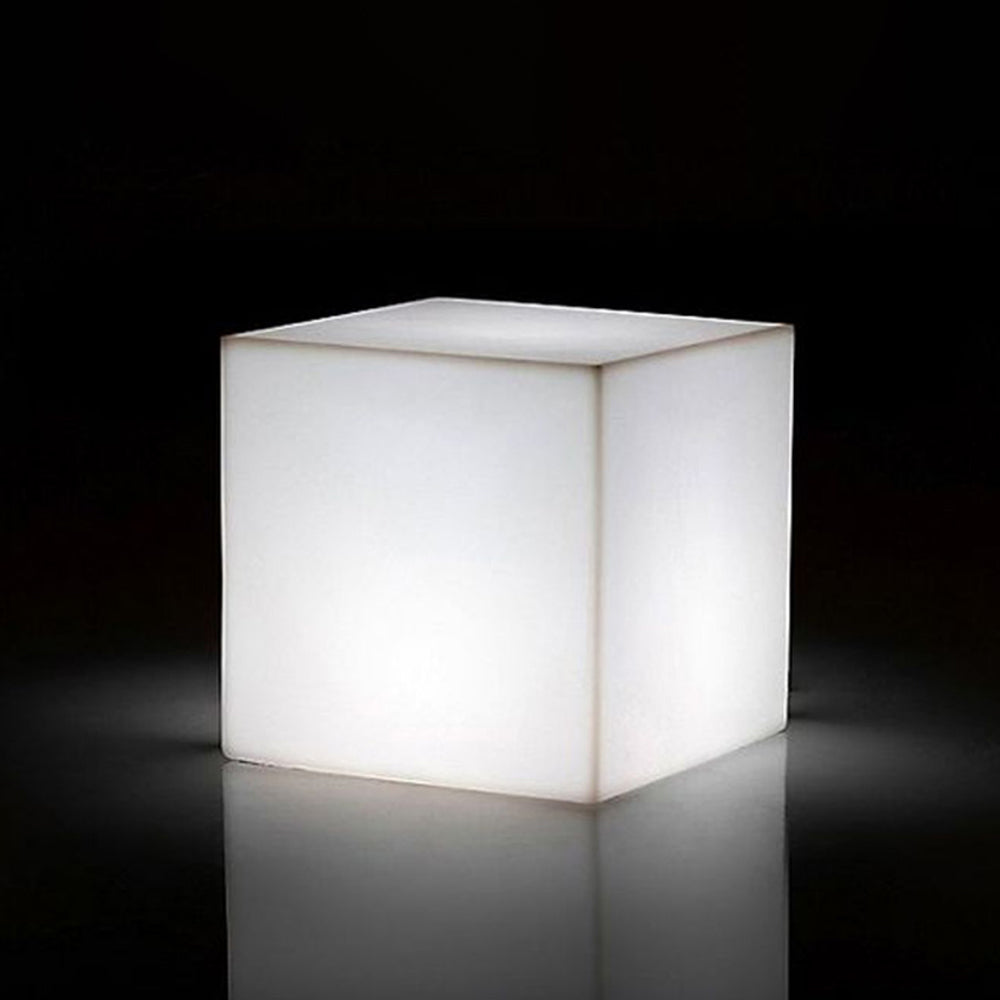 Ray Minimalist Square Acrylic Outdoor Ground Lamp, White - Lamp Copper