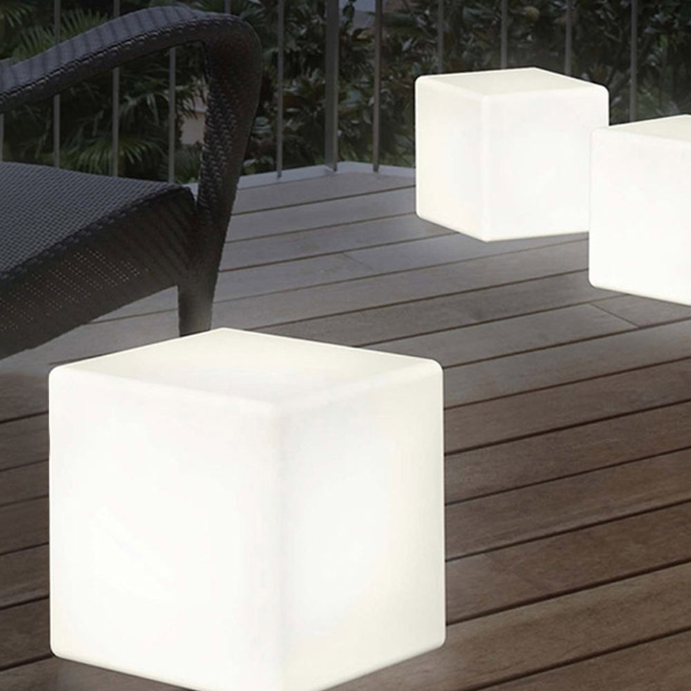 Ray Minimalist Square Acrylic Outdoor Ground Lamp, White - Lamp Copper