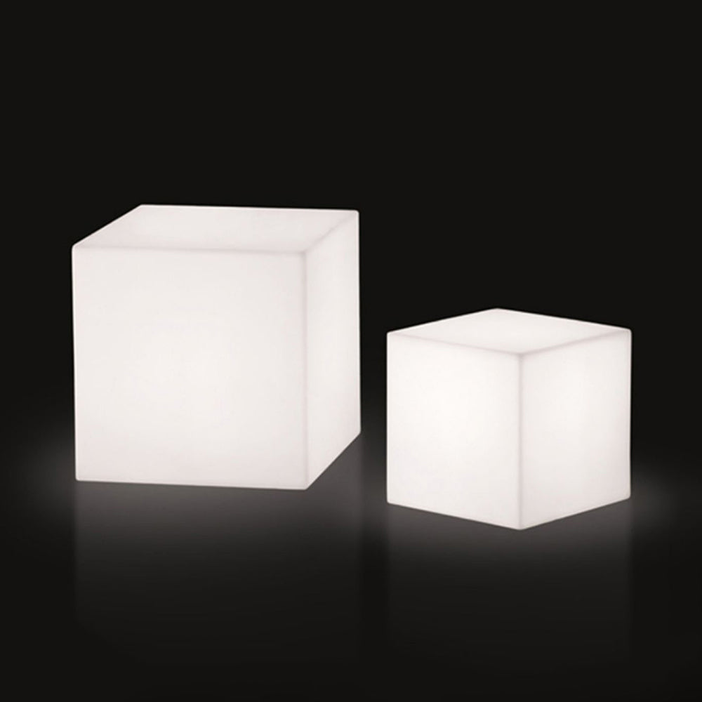Ray Minimalist Square Acrylic Outdoor Ground Lamp, White - Lamp Copper