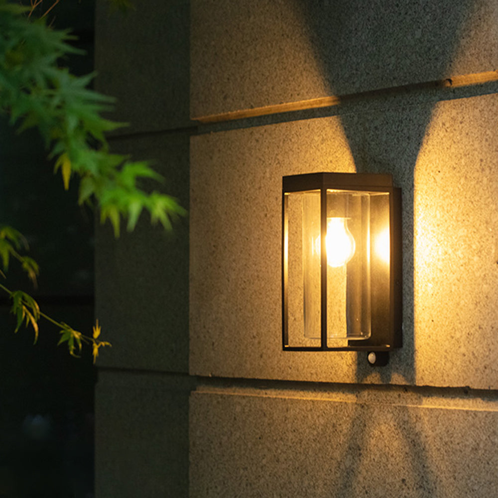 Ray Modern Rectangular Solar Waterproof Glass Outdoor Wall Lamp - Lamp Copper