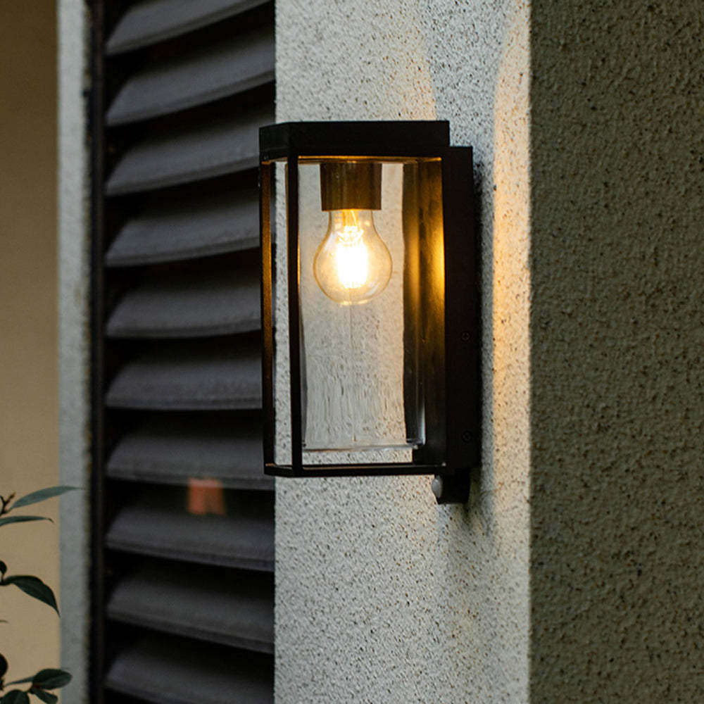 Ray Modern Rectangular Solar Waterproof Glass Outdoor Wall Lamp - Lamp Copper