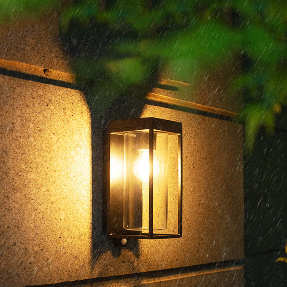Ray Modern Rectangular Solar Waterproof Glass Outdoor Wall Lamp - Lamp Copper