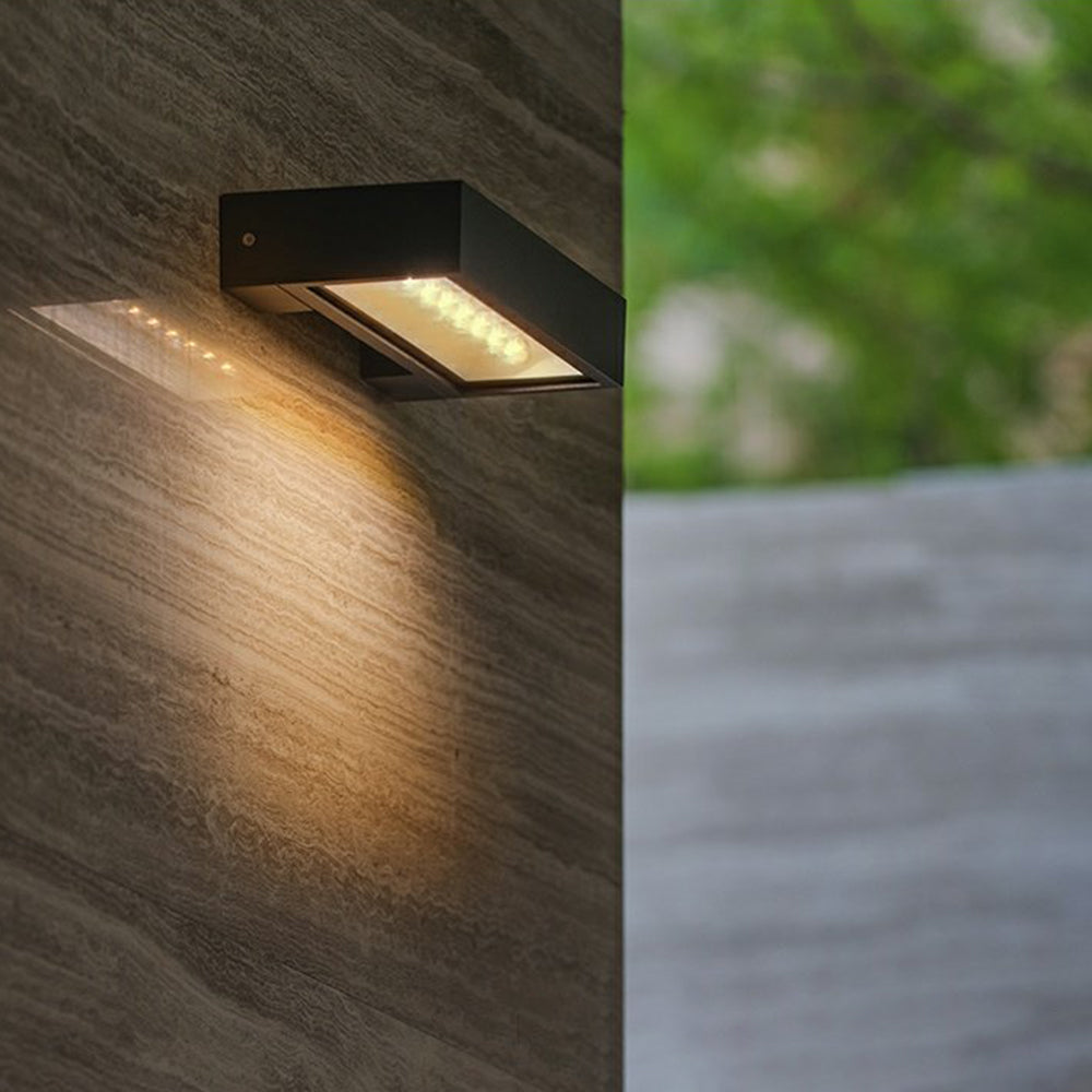 Ray Modern rectangular Solar Waterproof Outdoor Wall Lamp, Black - Lamp Copper