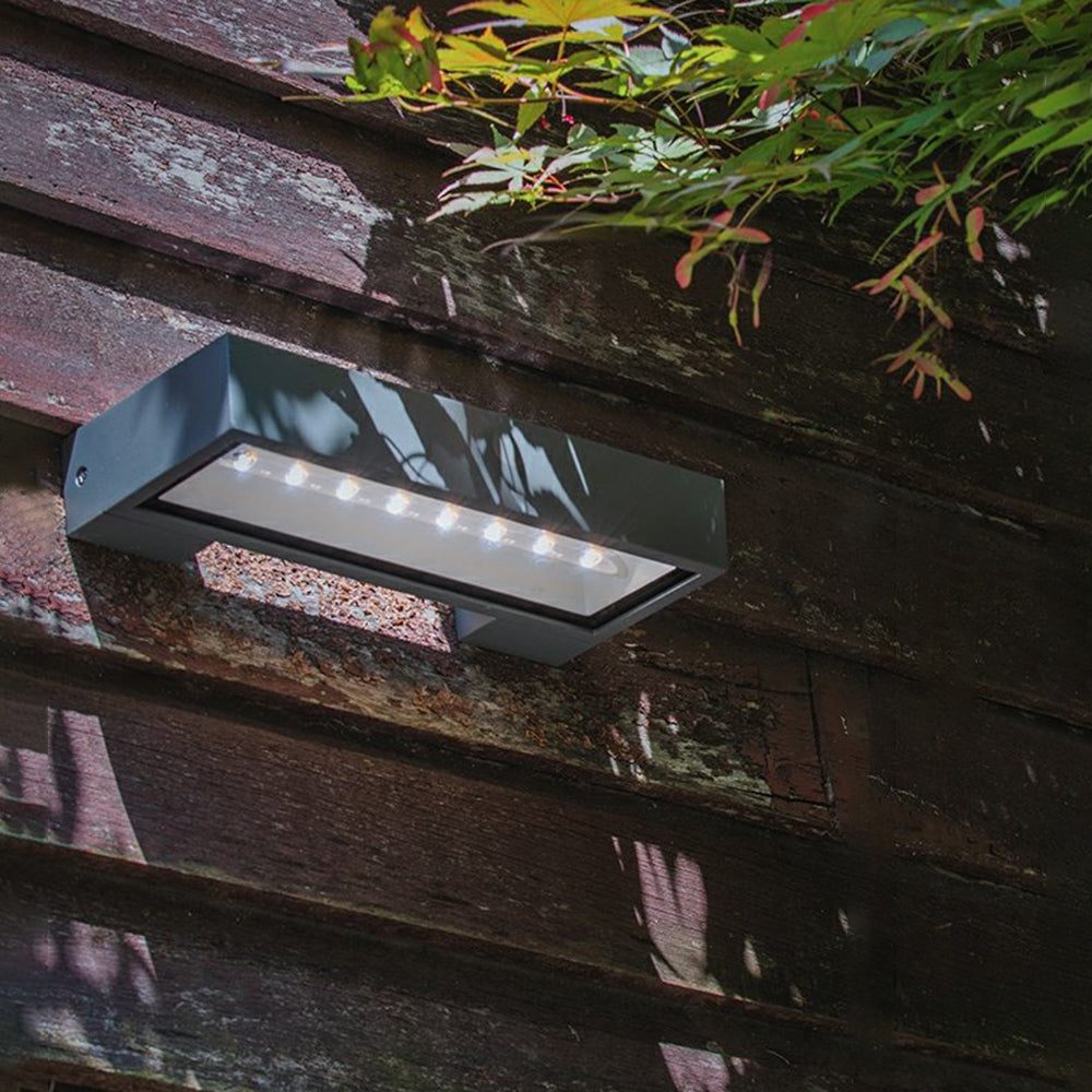 Ray Modern rectangular Solar Waterproof Outdoor Wall Lamp, Black - Lamp Copper
