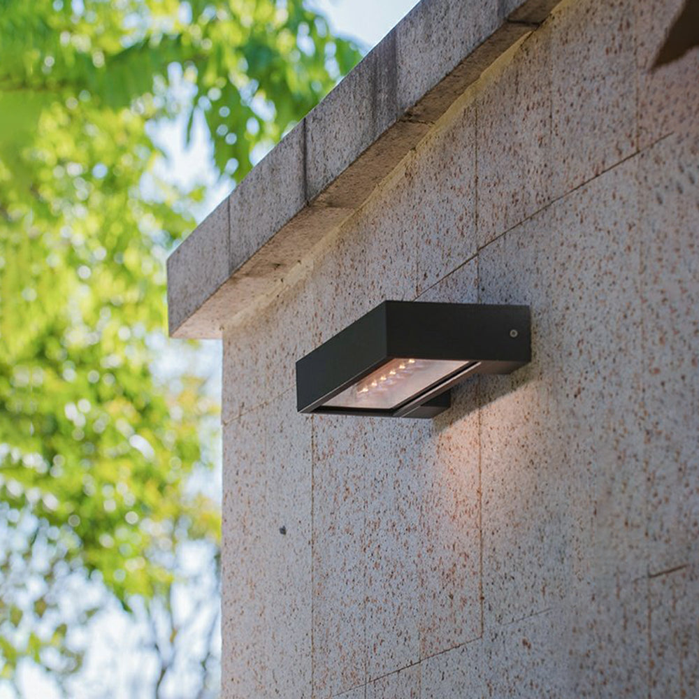 Ray Modern rectangular Solar Waterproof Outdoor Wall Lamp, Black - Lamp Copper