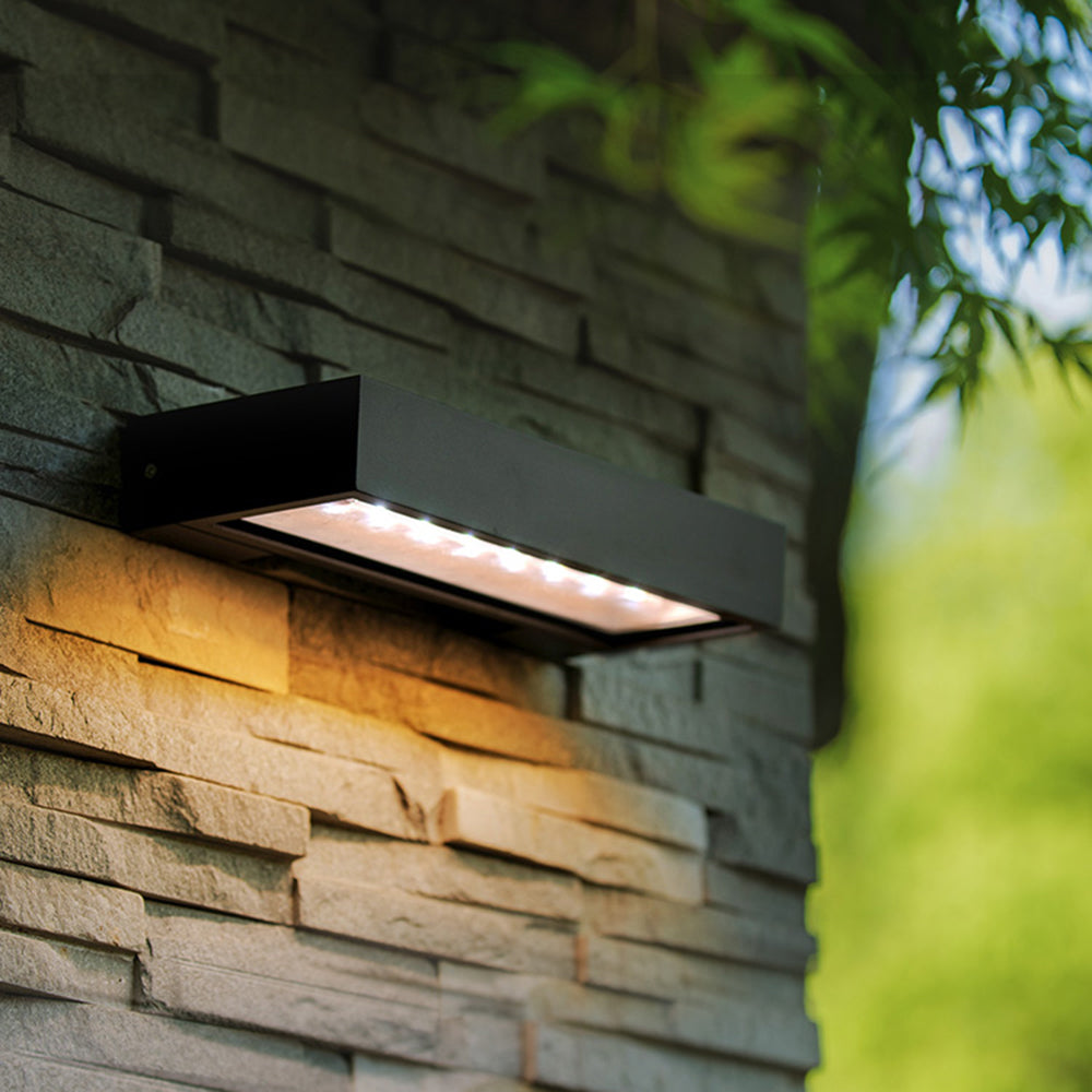 Ray Modern rectangular Solar Waterproof Outdoor Wall Lamp, Black - Lamp Copper