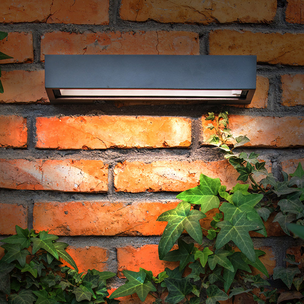 Ray Modern rectangular Solar Waterproof Outdoor Wall Lamp, Black - Lamp Copper