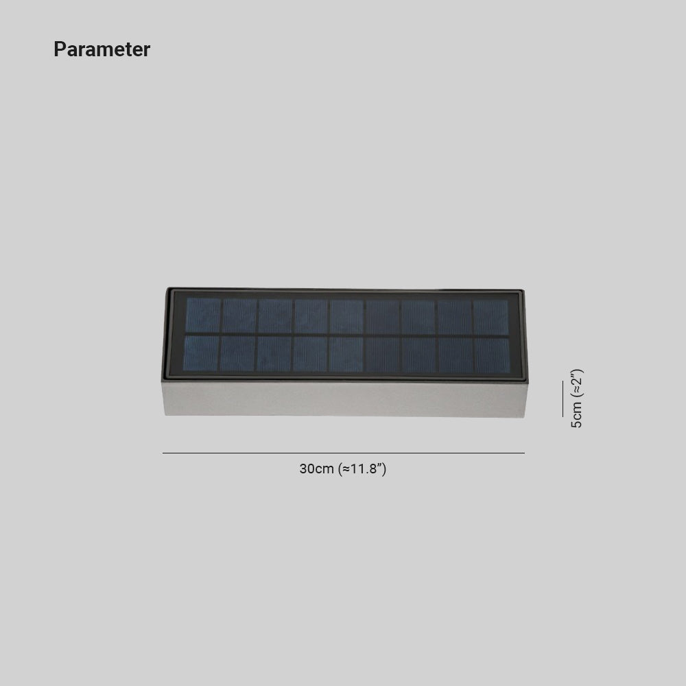 Ray Modern rectangular Solar Waterproof Outdoor Wall Lamp, Black - Lamp Copper