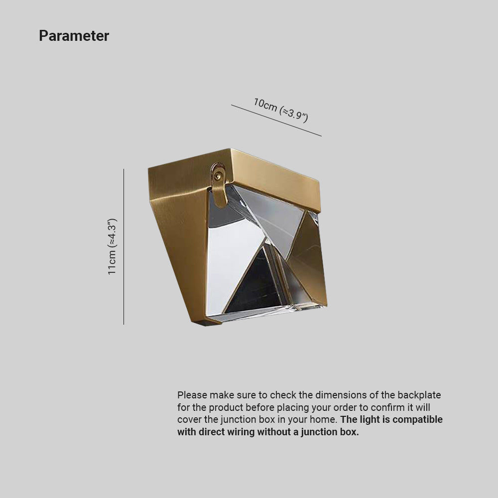 Laxor Waterproof Diamond Shape Metal/Crystal Outdoor Wall Lamp, Gold/Black - Lamp Copper
