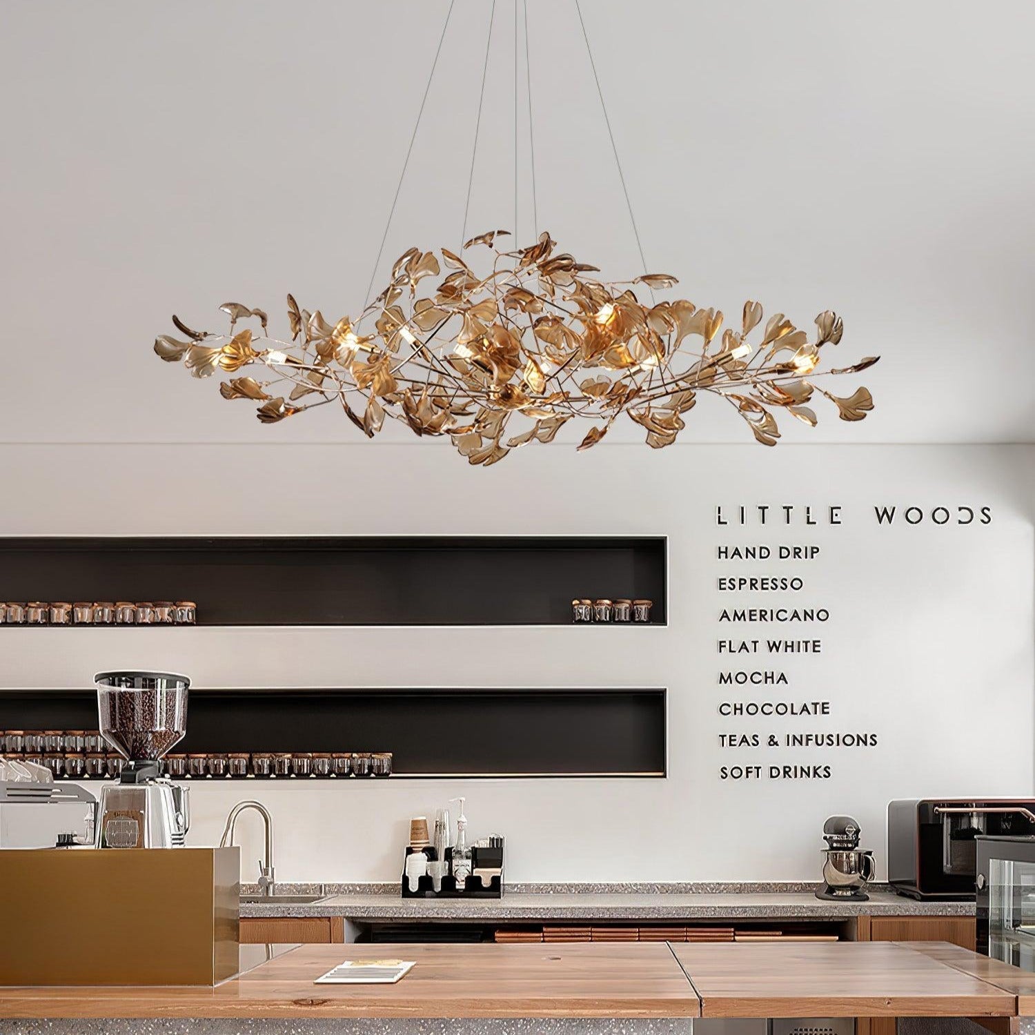 Ava Ginkgo Chandeliers - Lamp Copper