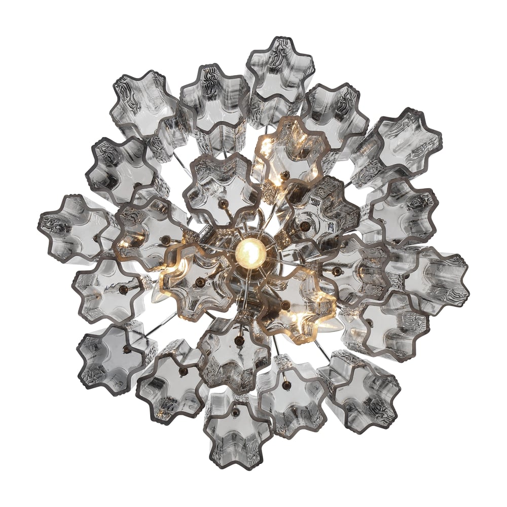 Aurora Murano Chandelier Glass Tube Layered Amber - Lamp Copper