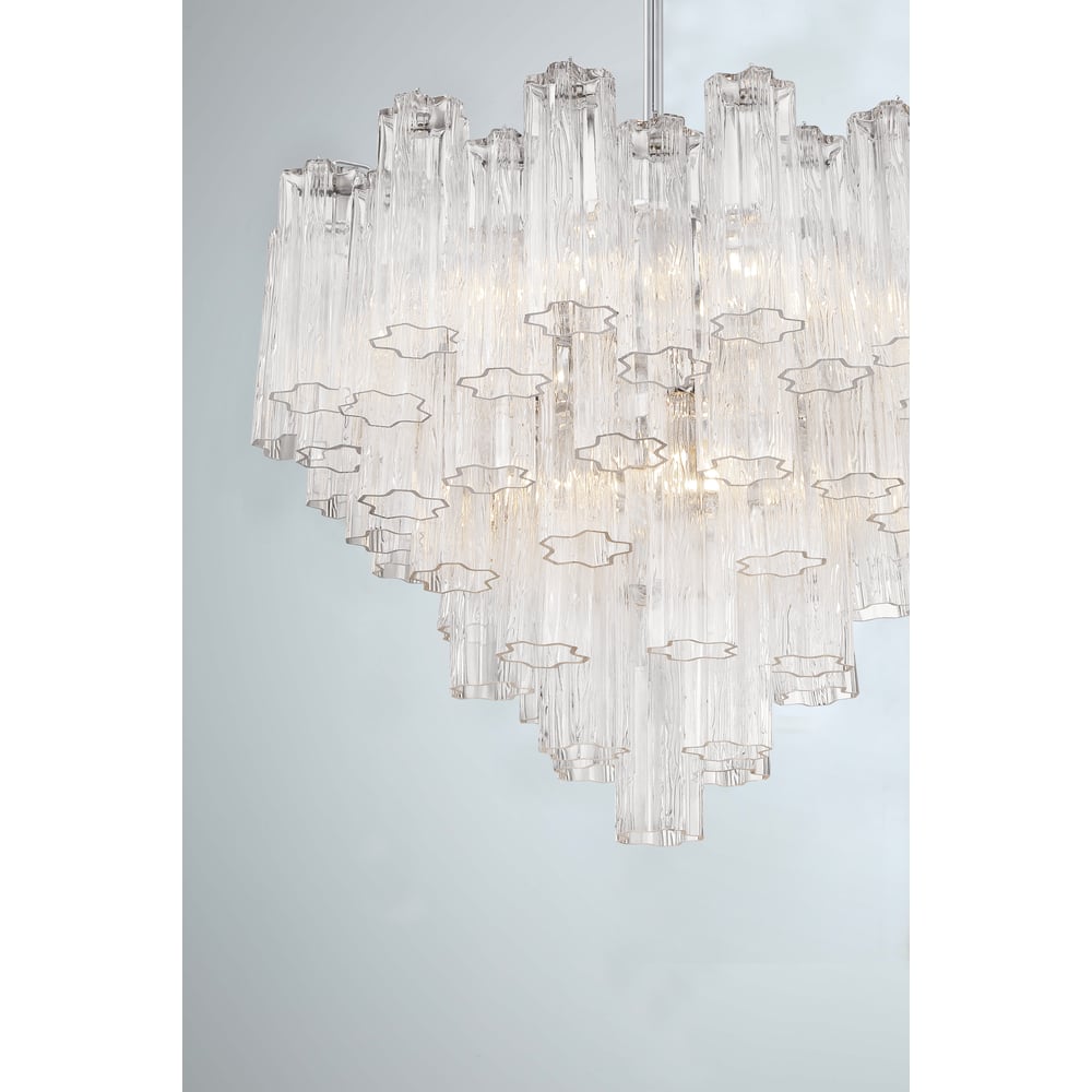 Aurora Murano Chandelier Glass Tube Layered Amber - Lamp Copper