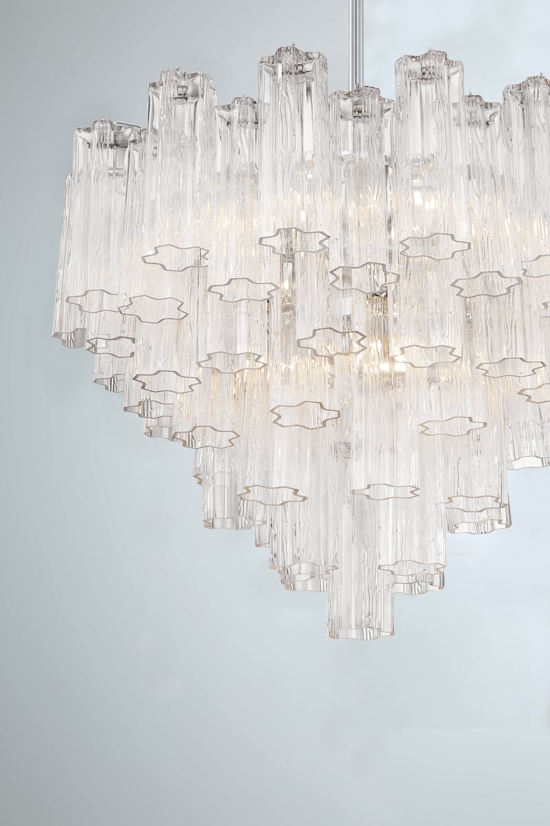 Aurora Murano Chandelier Glass Tube Layered Amber - Lamp Copper