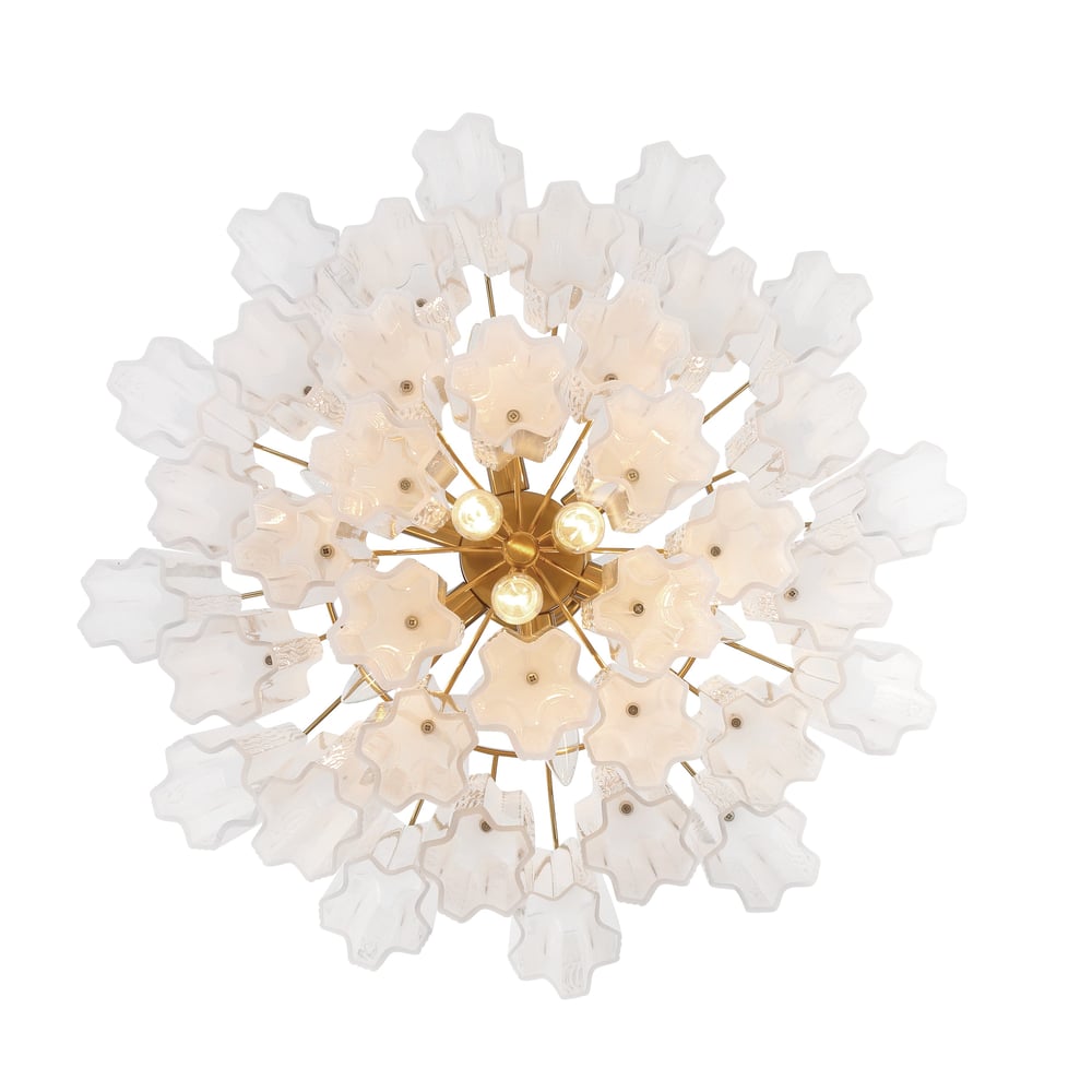 Aurora Murano Chandelier Glass Tube Layered Amber - Lamp Copper