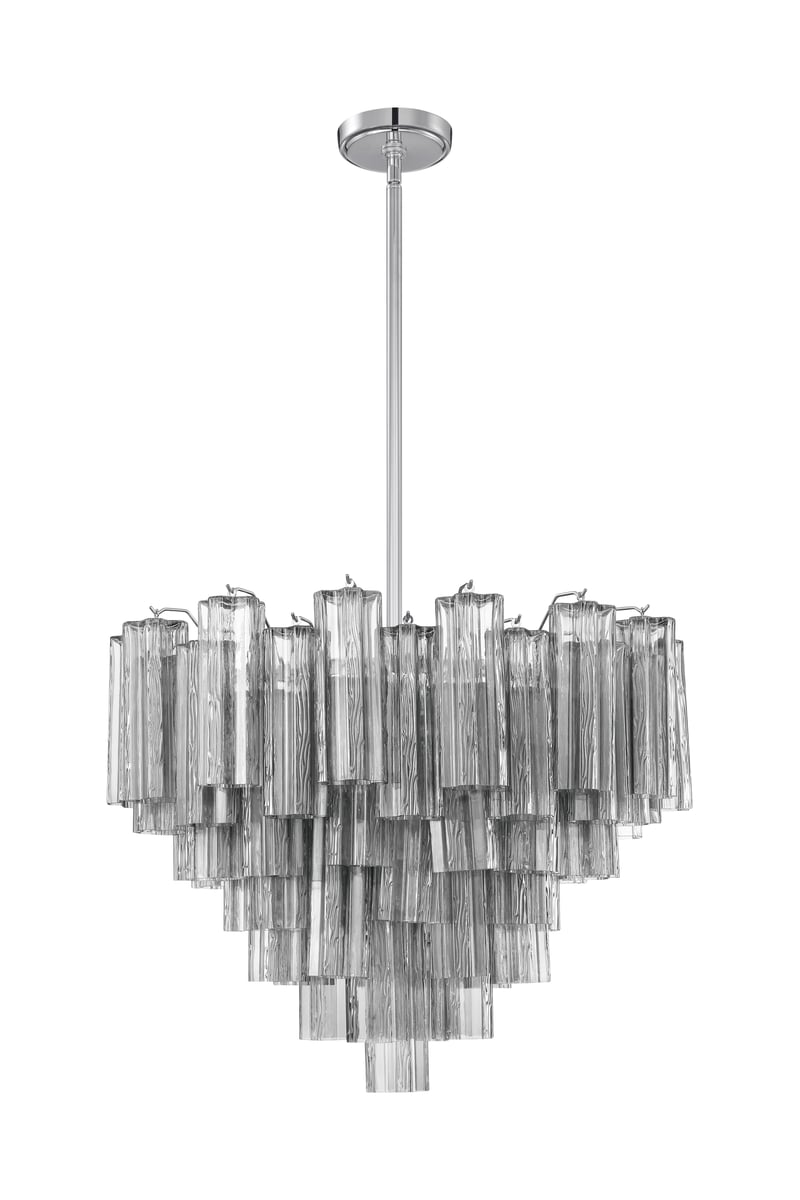 Aurora Murano Chandelier Glass Tube Layered Amber - Lamp Copper