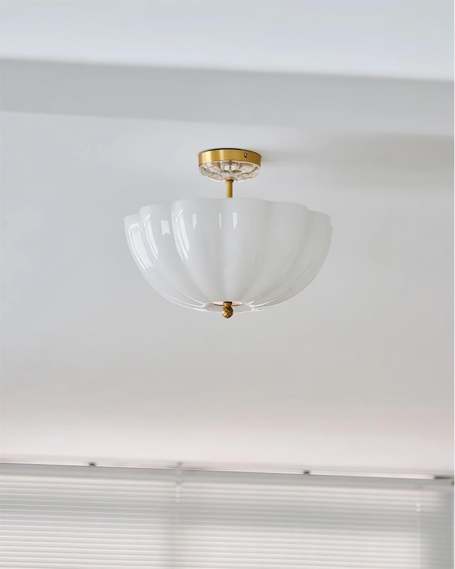 Ceiling Light Brass and Glass with Elegant Petal Silhouette Modern - Lamp Copper