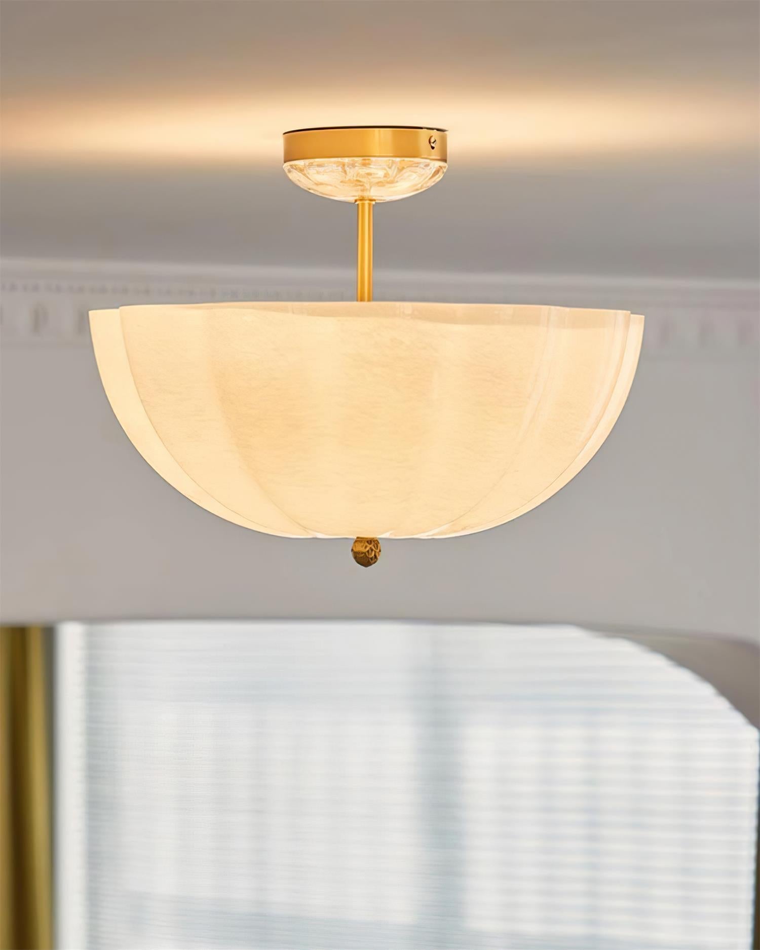 Ceiling Light Brass and Glass with Elegant Petal Silhouette Modern - Lamp Copper
