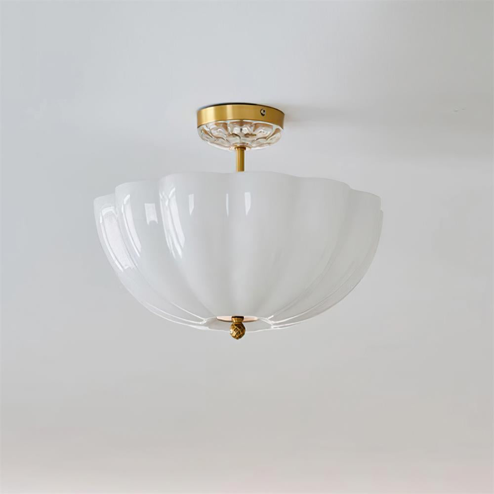 Ceiling Light Brass and Glass with Elegant Petal Silhouette Modern - Lamp Copper
