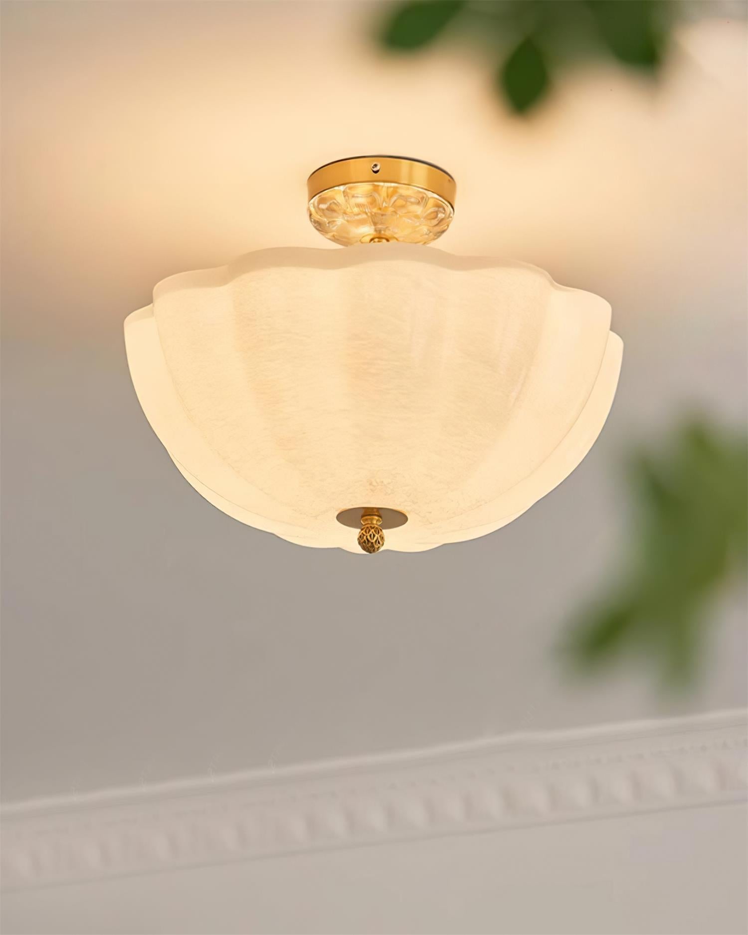 Ceiling Light Brass and Glass with Elegant Petal Silhouette Modern - Lamp Copper