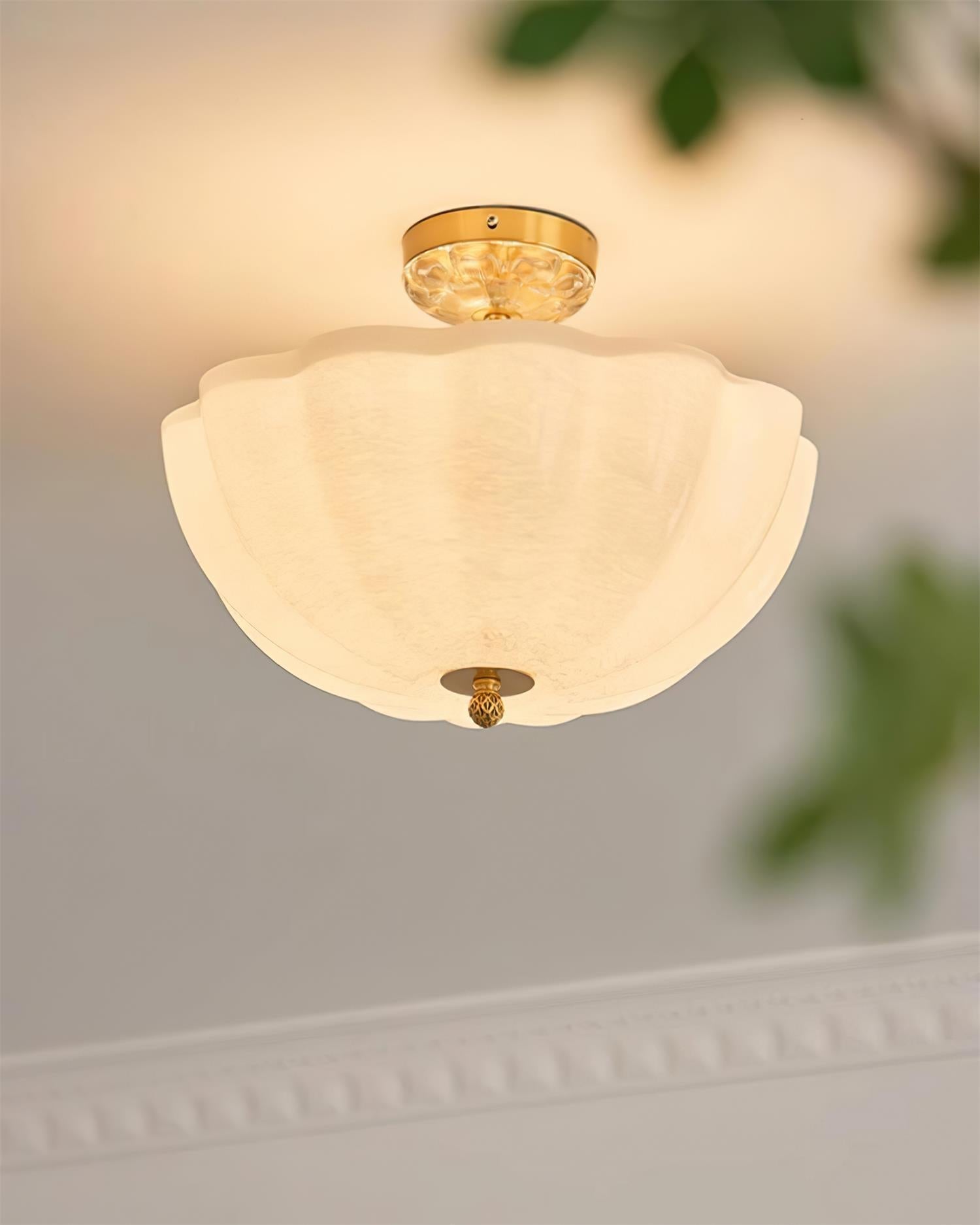 Ceiling Light Brass and Glass with Elegant Petal Silhouette Modern - Lamp Copper