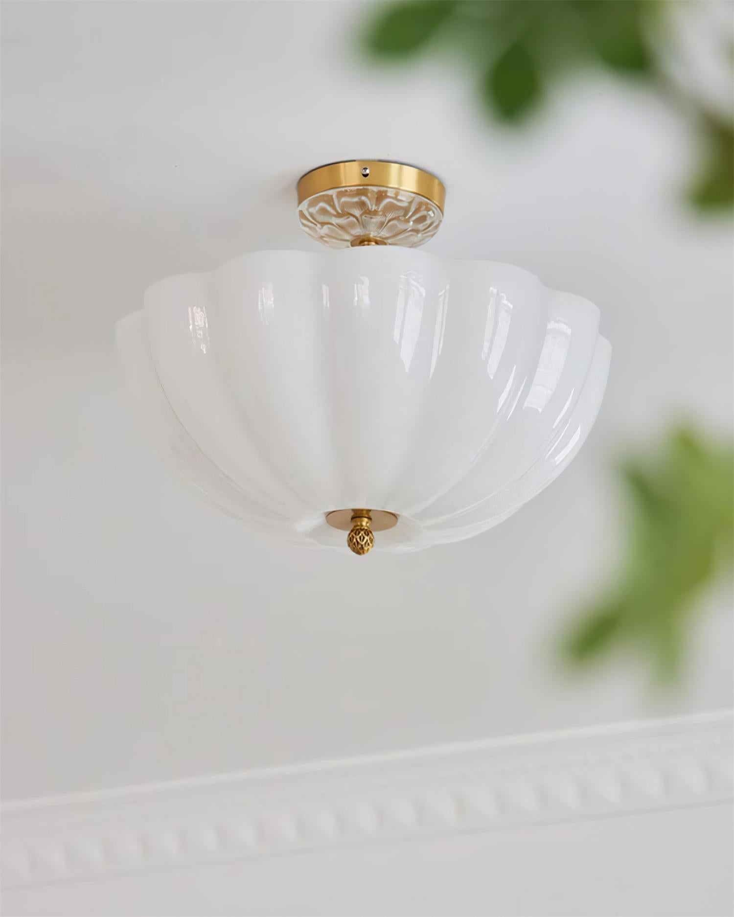 Ceiling Light Brass and Glass with Elegant Petal Silhouette Modern - Lamp Copper