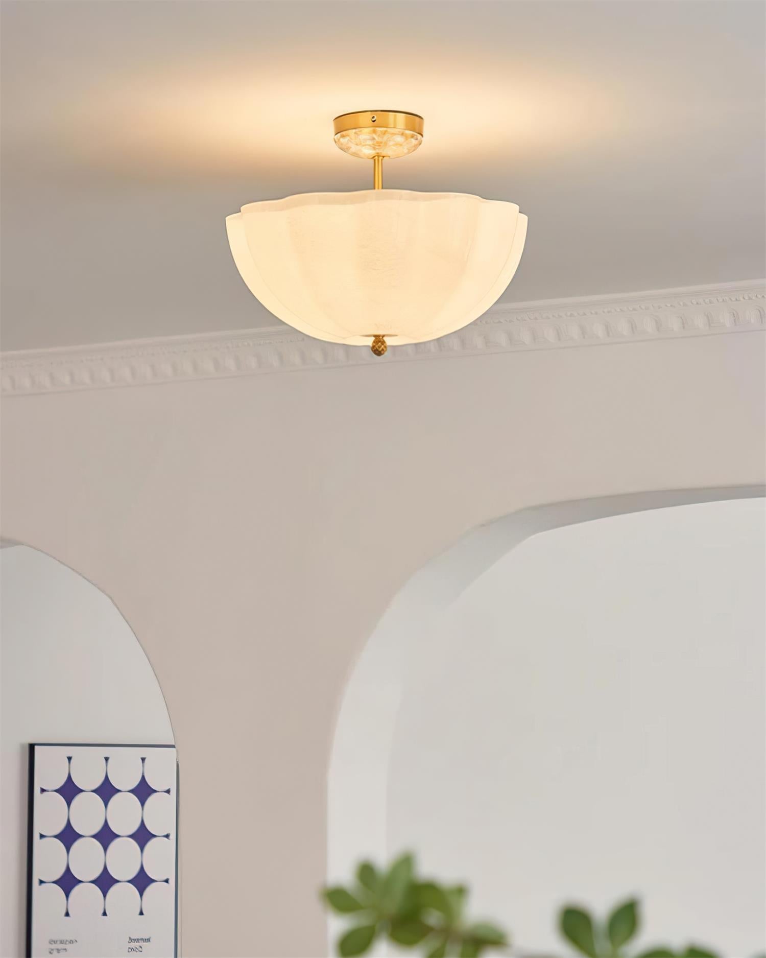 Ceiling Light Brass and Glass with Elegant Petal Silhouette Modern - Lamp Copper