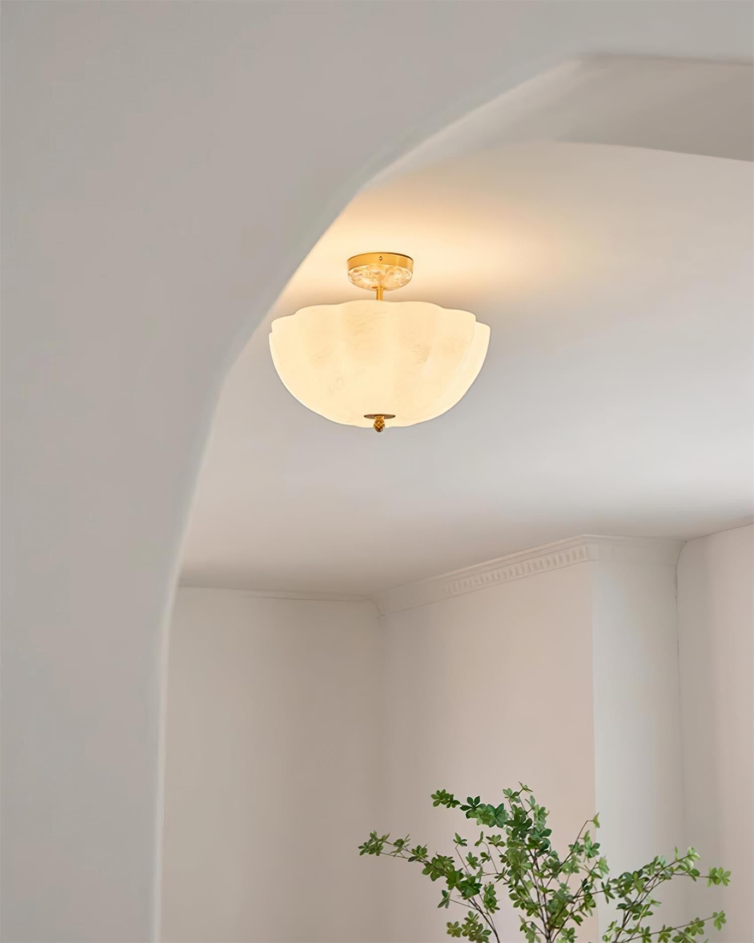 Ceiling Light Brass and Glass with Elegant Petal Silhouette Modern - Lamp Copper