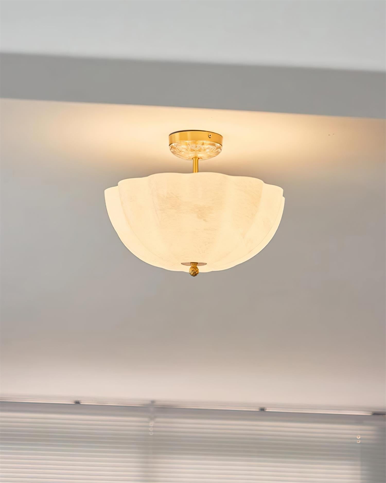 Ceiling Light Brass and Glass with Elegant Petal Silhouette Modern - Lamp Copper