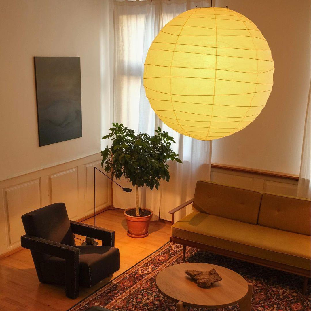 Luna Pendant Light Japanese Paper Globe - Lamp Copper