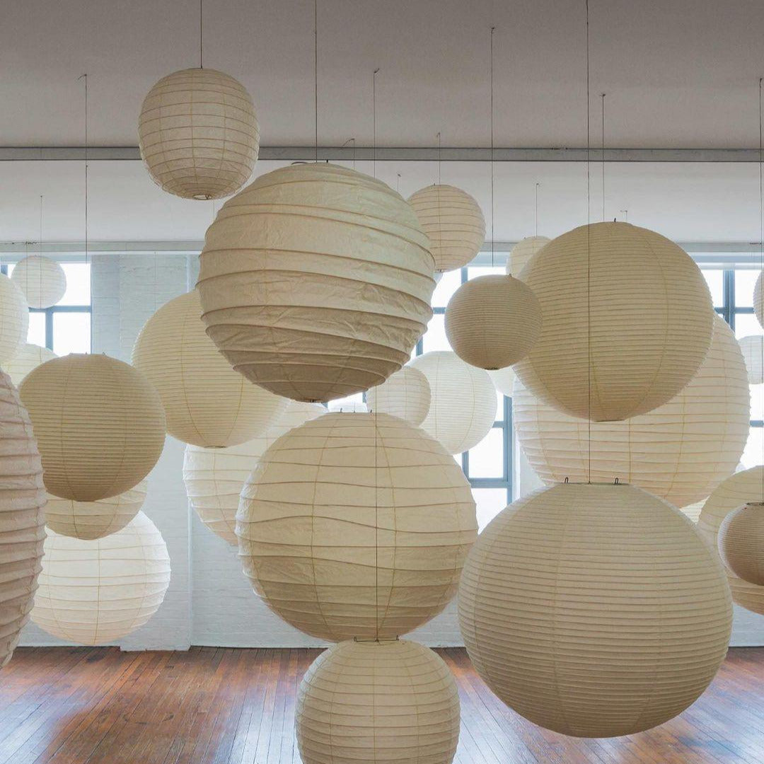 Luna Pendant Light Japanese Paper Globe - Lamp Copper