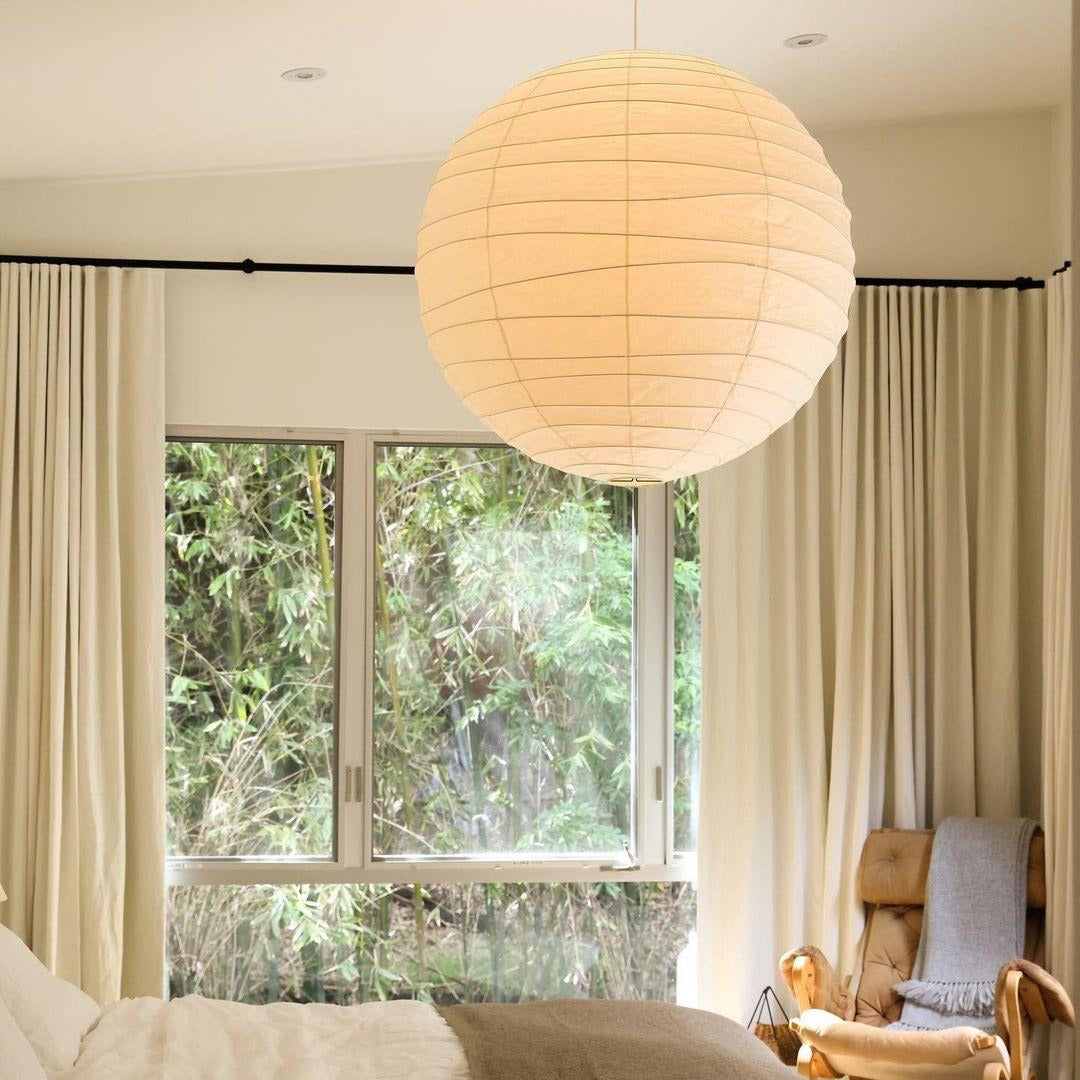 Luna Pendant Light Japanese Paper Globe - Lamp Copper