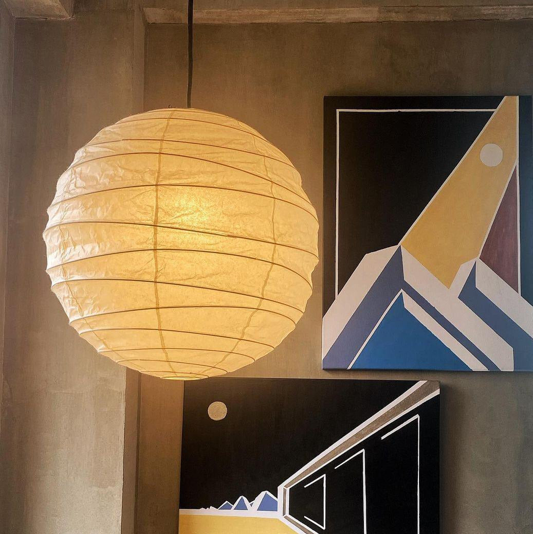 Luna Pendant Light Japanese Paper Globe - Lamp Copper