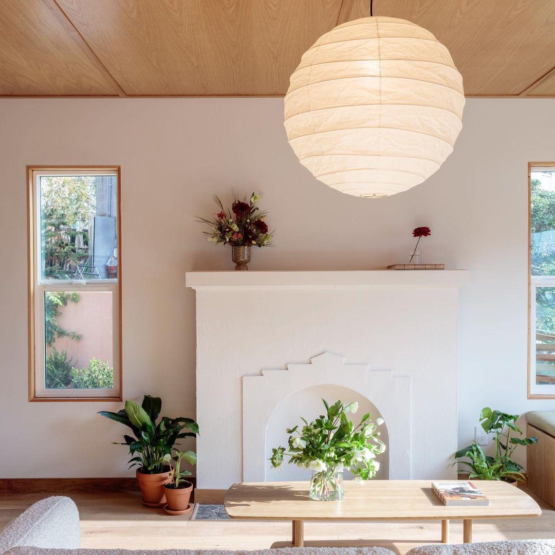 Luna Pendant Light Japanese Paper Globe - Lamp Copper